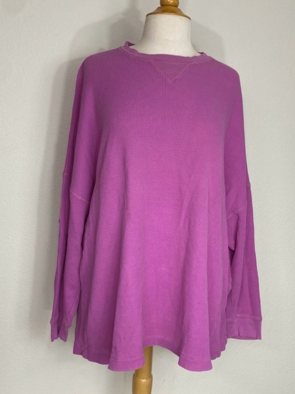Free People Womens Peony Waffle Knit Batwing Cotton Oversize Tunic Size Small